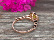 1.50 Carat Halo Champagne Diamond Moissanite Diamond Engagement Ring Classic Vintage Art Deco 10k Solid Rose Gold