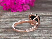 1.50 Carat Cushion Cut Black Diamond Moissanite Engagement Ring Infinity Twisted Halo Stacking Band Promise Ring 10k Rose Gold