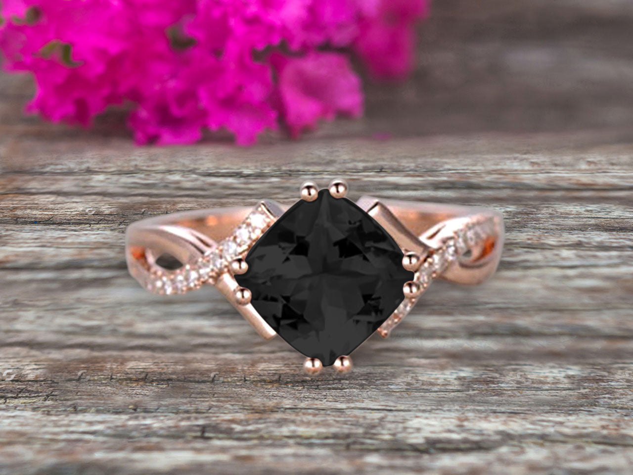 Rose gold and deals black promise rings