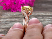 1.25 Carat Cushion Cut Champagne Diamond Moissanite Engagement Ring Infinity Twisted Curved Promise Ring On 10k Rose Gold