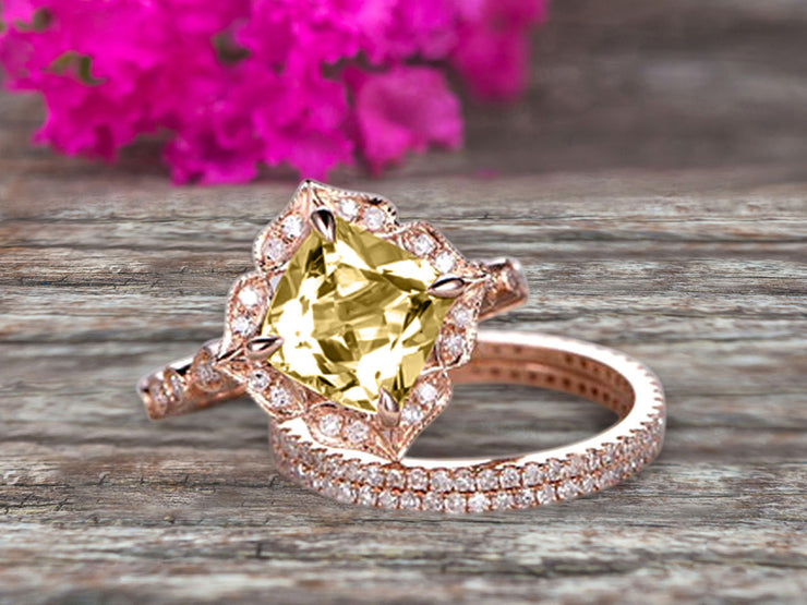 Trio Set 10k Rose Gold Carat Champagne Diamond Moissanite