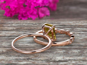 1.50 Carat Emerald Cut Art Deco Champagne Diamond Moissanite 10k Rose Gold Wedding Set Engagement Ring Anniversar Ring Surprisingly