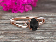 1.25 Carat Oval Cut Black Diamond Moissanite Engagement Ring Wedding Ring On 10k Rose Gold Shining Split Shank