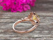 Milgrain Cushion Cut Champagne Diamond Moissanite Engagement Ring 1.25 Carat Glaring Wedding Ring 10k Rose Gold Floral Art Deco