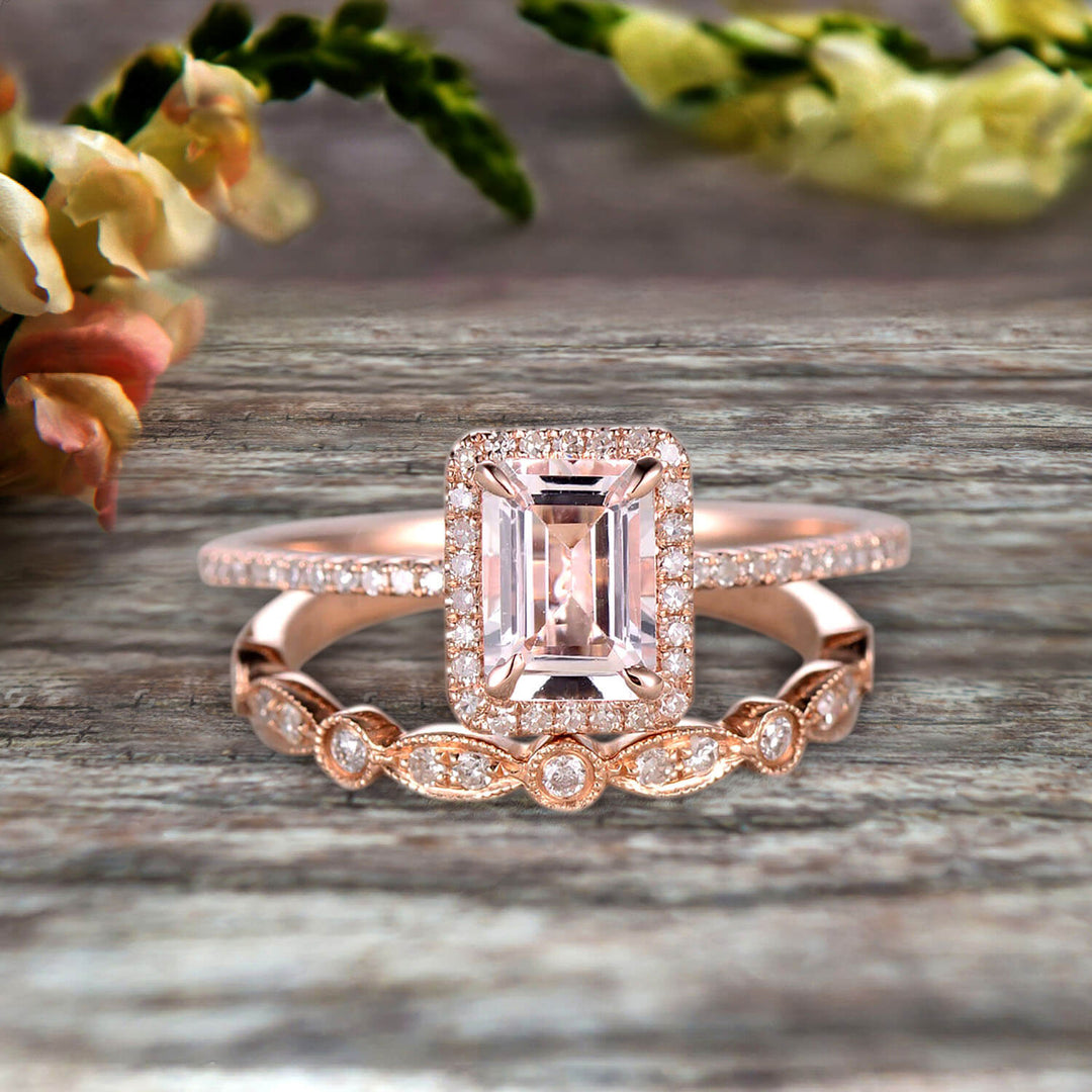 Art Deco Morganite orders Ring Sterling Silver Oval Morganite Engagement Ring Unique Twig Citrine Wedding Ring Delicate Ring Anniversary Gift