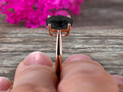 1 Carat Oval Cut Black Diamond Moissanite Solitaire Engagement Ring On 10k Rose Gold Art Deco Shining Startling Ring Anniversary Gift