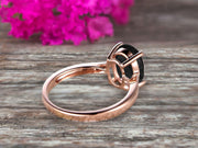 2 Carat Oval Cut Black Diamond Moissanite Solitaire Engagement Ring On 10k Rose Gold Art Deco Shining Startling Ring Anniversary Gift