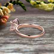 Startling Morganite Solitaire Engagement Ring On 10k Rose Gold 1 Carat Cushion Cut Heart Prong Promise Band Anniversary Gift
