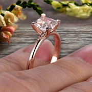 Startling Morganite Solitaire Engagement Ring On 10k Rose Gold 1 Carat Cushion Cut Heart Prong Promise Band Anniversary Gift