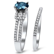 Perfect 1.50 Carat Sapphire and Moissanite Diamond Bridal Set for Women
