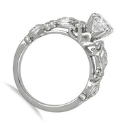 Antique Moissanite Wedding Ring 1.50 Carat Round Cut Moissanite Diamond on 10k White Gold