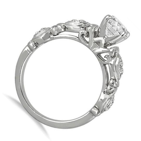 Antique Moissanite Wedding Ring 1.50 Carat Round Cut Moissanite Diamond 