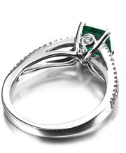 Perfect twin row 2 Carat Princess cut Emerald and Moissanite Diamond Engagement Ring in White Gold