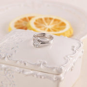 Moissanite Wedding Set 1.50 Carat Engagement Ring Diamond and Moissanite 