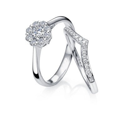 Moissanite Wedding Set 1.50 Carat Engagement Ring Diamond and Moissanite on 10k White Gold