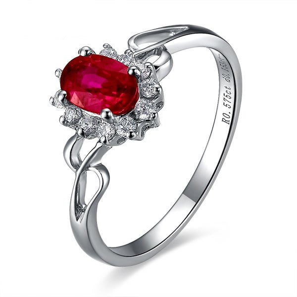 Classic Ruby Engagement Ring on 10k White Gold