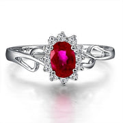 Classic Ruby Engagement Ring on 10k White Gold