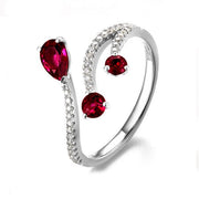 Beautiful Ruby and Moissanite Diamond Engagement Ring on 10k White Gold