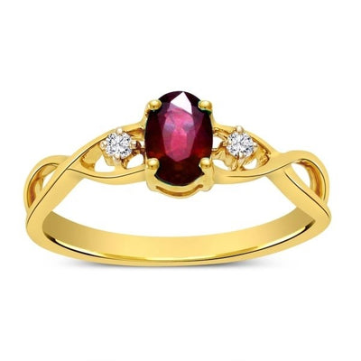 Lovely Ruby and Moissanite Diamond Infinity Ring Moissanite Diamond Wedding Ring 1.10 Carat Moissanite Diamond on Yellow Gold