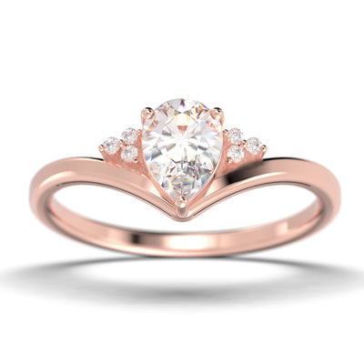 Gorgeous Minimalist 1.25 Carat Pear Cut Diamond Moissanite Unique Engagement Ring, Affordable Wedding Ring In 10k/14k/18k gold Gift For Her Love