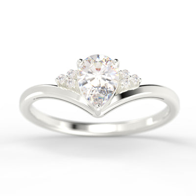 Gorgeous Minimalist 1.25 Carat Pear Cut Diamond Moissanite Unique Engagement Ring, Affordable Wedding Ring In 925 Sterling Silver With 18K Gold Plating Gift For Her Love