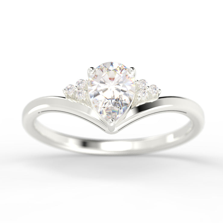 Gorgeous Minimalist 1.25 Carat Pear Cut Diamond Moissanite Unique Engagement Ring, Affordable Wedding Ring In 925 Sterling Silver With 18K Gold Plating Gift For Her Love