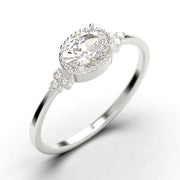 Gorgeous Art Nouvea 1.40 Carat Oval Cut Diamond Moissanite Affordable Engagement Ring, Dainty Moissanite Wedding Ring In 10k/14k/18k gold Gift For Her, Promise Ring