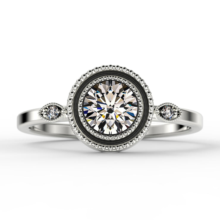 Gorgeous Art Nouvea 1.10 Carat Round Cut Antique Diamond Moissanite Engagement Ring, Classic Boho Moissanite Wedding Ring In 10k/14k/18k gold Gift For Her, Promise Rin