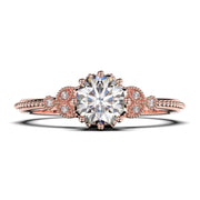 Beautiful 1.25 Carat Round Cut Diamond Moissanite Floral Engagement Ring, Antique Wedding Ring In 10k/14k/18k gold, Gift For Her In Festival Time