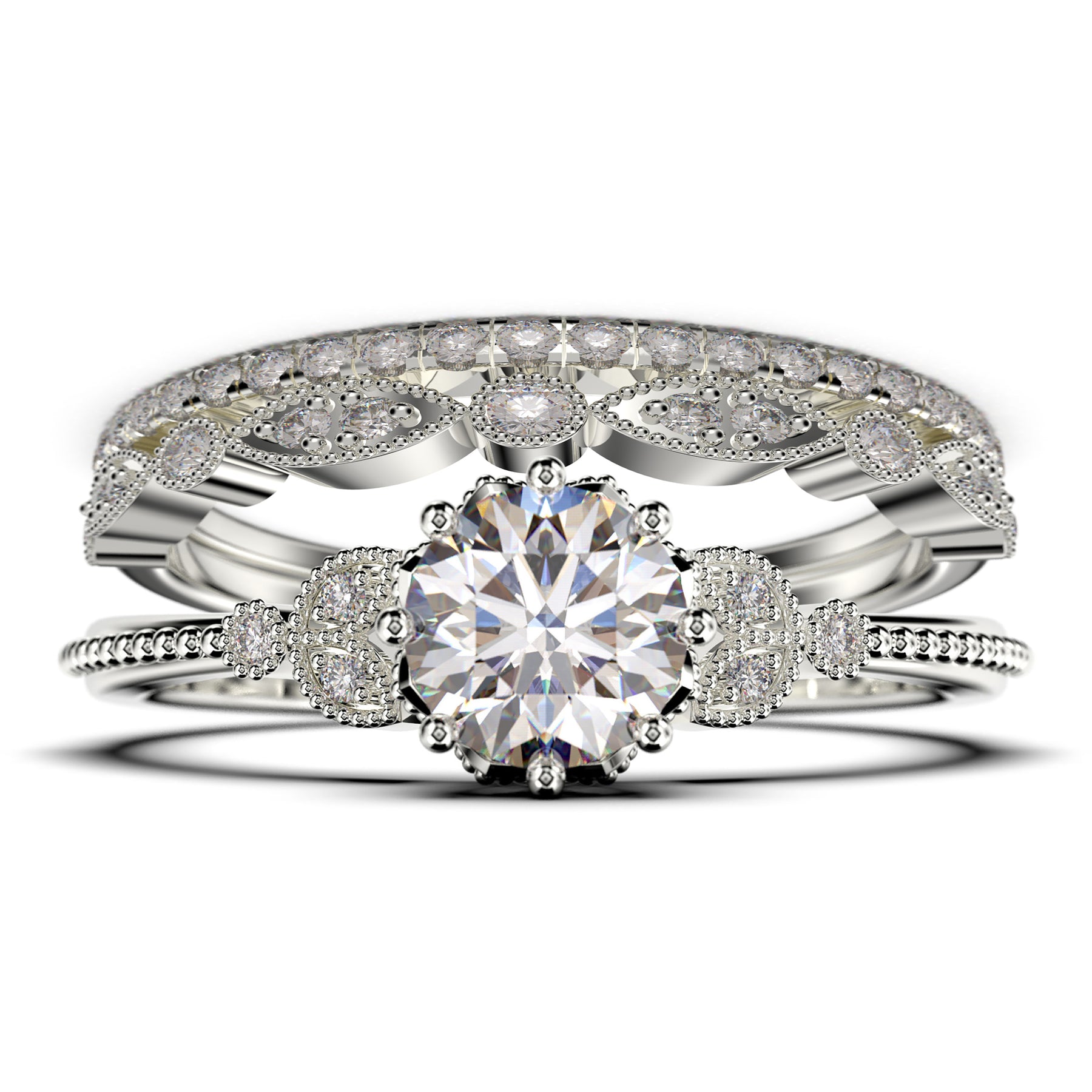Raw Diamond Engagement Ring with Double Band | Ezaria – The Raw Stone