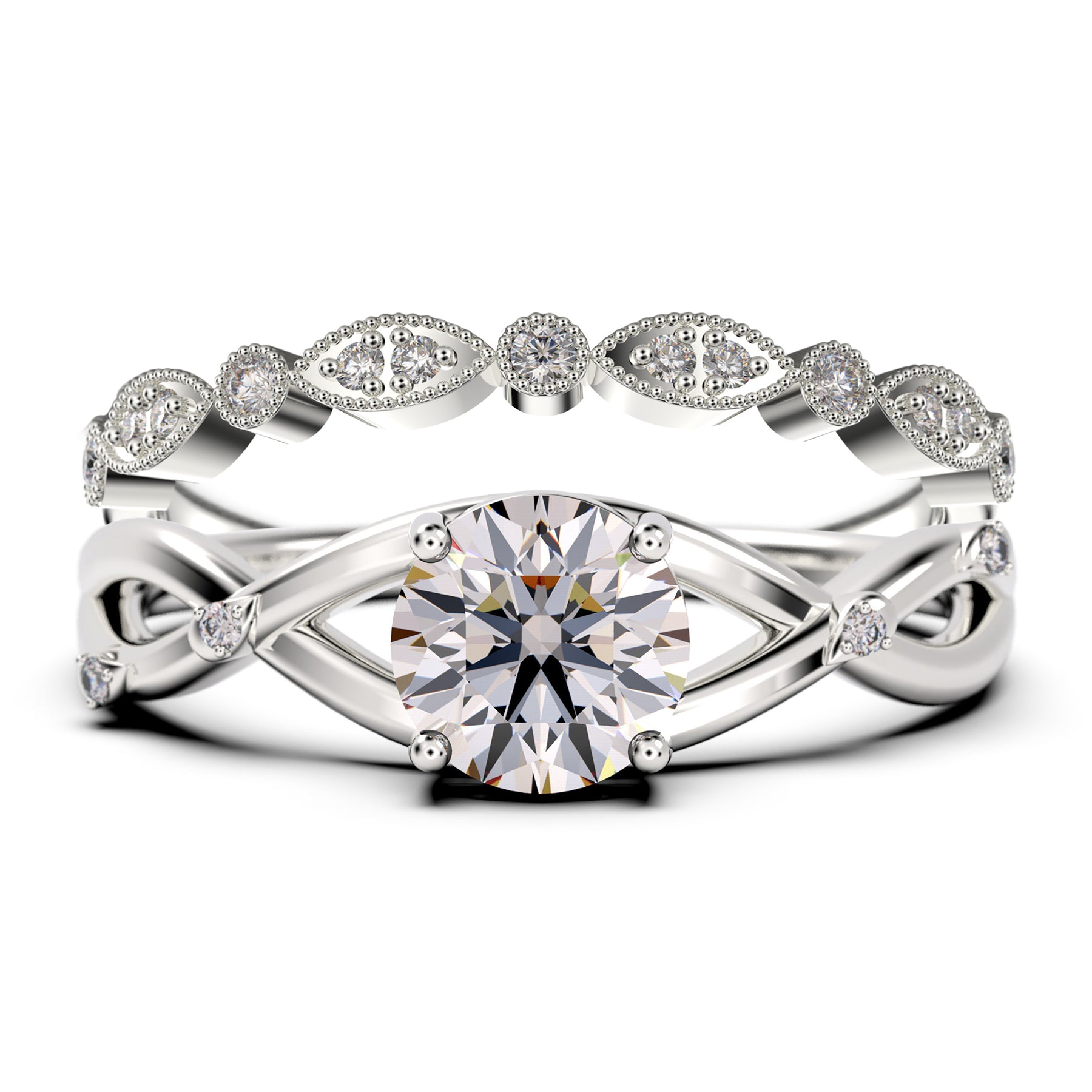 Gorgeous Rings Boho Hippie 1.60 Carat Round Cut Diamond Moissanite E agemz