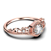 Antique Art Deco 1.50 Carat Round Cut Crown Diamond Moissanite Engagement Ring, Engraved Wedding Ring In 10k/14k/18k gold, Gift,Promise Ring, Anniversary Rings