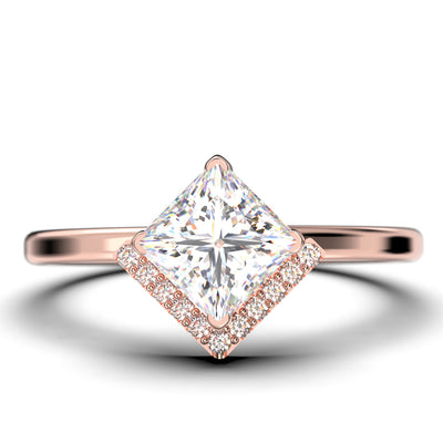Boho & Hippie 1.50 Carat Princess Cut Diamond Moissanite Dainty Engagement Ring, Classic Wedding Ring In 10k/14k/18k gold, Gift For Her, Promise Ring, Anniversary Ring