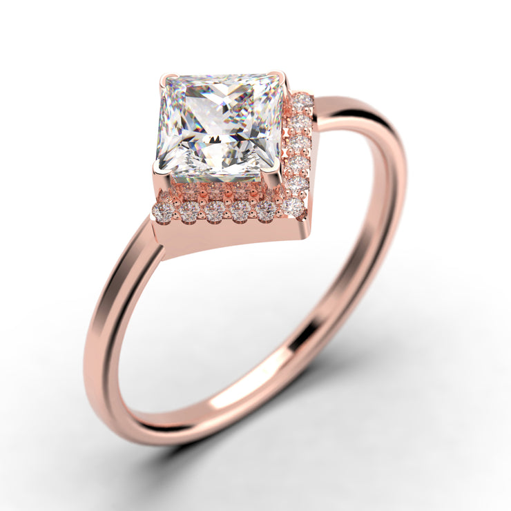 Boho & Hippie 1.50 Carat Princess Cut Diamond Moissanite Dainty Engagement Ring, Classic Wedding Ring In 10k/14k/18k gold, Gift For Her, Promise Ring, Anniversary Ring
