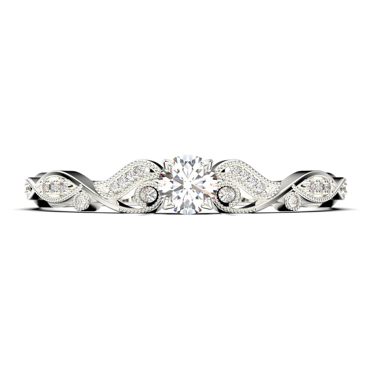 Vintage Look Boho & Hippie 0.75 Carat Round Cut Diamond Moissanite Engagement Ring, Wedding Ring In 10k/14k/18k gold Gift For Woman, Promise Ring, Anniversary Ring