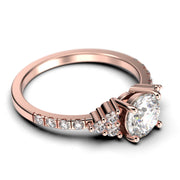 Beautiful Mid-Century 1.25 Carat Round Cut Diamond Moissanite Engagement Ring, Wedding Ring In 10k/14k/18k gold, Gift For Her, 7 Stone Bridal Ring, Promise Ring
