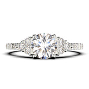 Beautiful Mid-Century 1.25 Carat Round Cut Diamond Moissanite Engagement Ring, Wedding Ring In 10k/14k/18k gold, Gift For Her, 7 Stone Bridal Ring, Promise Ring