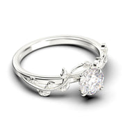 Vine Leaf Ring, Boho & Hippie 1.00 Carat Round Cut Diamond Moissanite Engagement Ring, Wedding Ring In 10k/14k/18k gold, Gift, Promise Ring For Her, Anniversary Ring