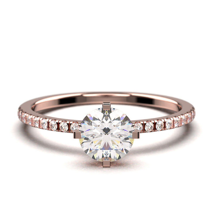 Dazzling Art Deco 0.75 Carat Round Cut Diamond Moissanite Engagement Ring, Wedding Ring In 10k/14k/18k gold Gift For Girlfriend, Small Promise Ring