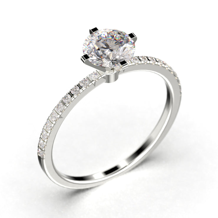 Dazzling Art Deco 0.75 Carat Round Cut Diamond Moissanite Engagement Ring, Wedding Ring In 10k/14k/18k gold Gift For Girlfriend, Small Promise Ring