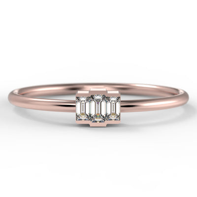 Dazzling Minimalist 0.70 Carat Baguette Cut Trilogy Diamond Moissanite Engagement Ring, Wedding Ring In 10k/14k/18k gold Gift For Her, Three Stone Ring, Promise Ring