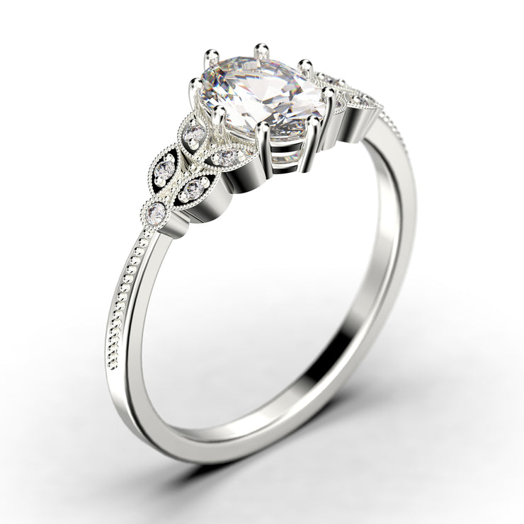 Gorgeous Boho & Hippie 2.00 Carat Oval Cut Vintage Look Diamond Moissanite Engagement Ring Set, Wedding Ring In 10k/14k/18k gold, Gift For Her, Promise Ring