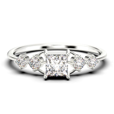 Anniversary Ring Minimalist 0.75 Carat Princess Cut Diamond Moissanite Engagement Ring, Dainty Wedding Ring In 10k/14k/18k gold Gift For Her, Promise Ring