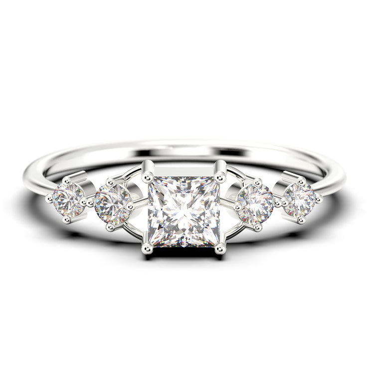 Anniversary Ring Minimalist 0.75 Carat Princess Cut Diamond Moissanite Engagement Ring, Dainty Wedding Ring In 10k/14k/18k gold Gift For Her, Promise Ring
