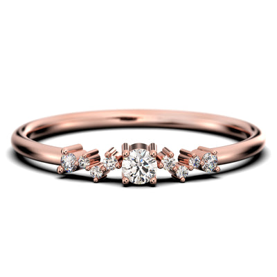 Vintage Looks Zigzag Style Minimalist 0.60 Carat Round Cut Diamond Moissanite Unique Style Engagement Ring, Dainty Ring, Slim Ring, Wedding Ring In 10k/14k/18k gold
