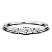 Vintage Looks Zigzag Style Minimalist 0.60 Carat Round Cut Diamond Moissanite Unique Style Engagement Ring, Dainty Ring, Slim Ring, Wedding Ring In 10k/14k/18k gold