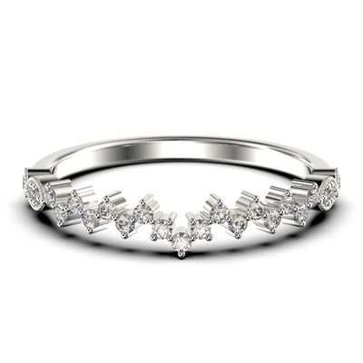 Zigzag Design 0.15 Carat Milgrain Diamond Moissanite Engagement Ring Wedding Band In 10k/14k/18k gold, Stackable Ring, Gift For Her, Promise Ring, Anniversary Ring