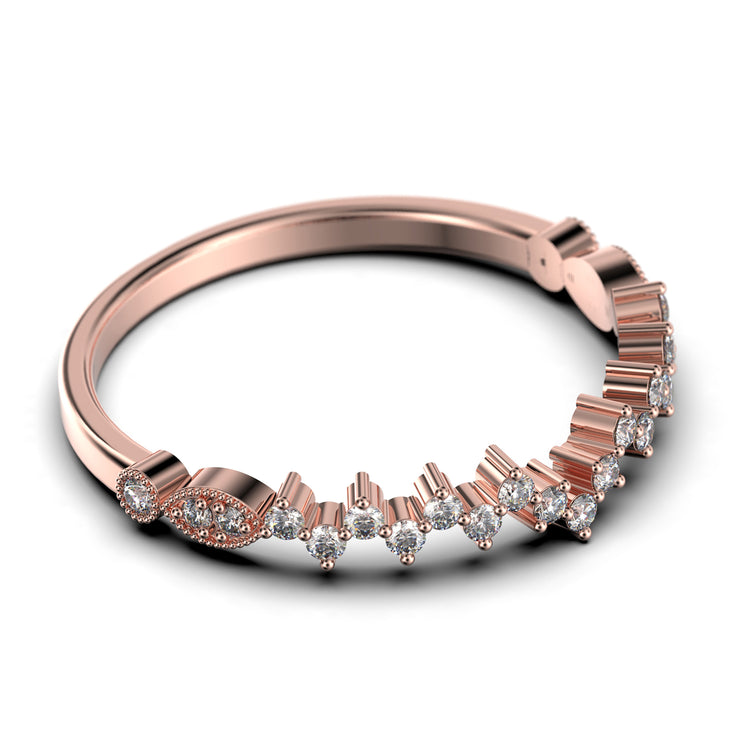 Zigzag Design 0.15 Carat Milgrain Diamond Moissanite Engagement Ring Wedding Band In 10k/14k/18k gold, Stackable Ring, Gift For Her, Promise Ring, Anniversary Ring