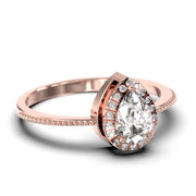 Art Deco 1.75 Carat Vintage Pear Cut Diamond Moissanite Engagement Ring Set, Wedding Ring In 10k/14k/18k gold Gift For Her Promise Ring Anniversary Ring