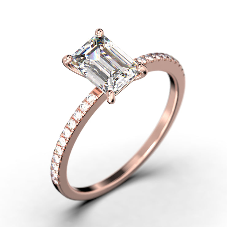 Art Deco 2.00 Carat Emerald Cut Diamond Moissanite Engagement Ring Set, Wedding Ring In 10k/14k/18k gold Feminine Gift, Promise Ring, Anniversary Gift